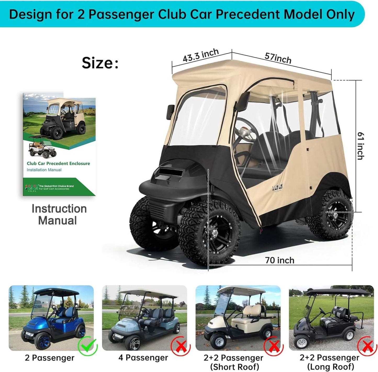 Club Car Precedent Driving Enclosure Size