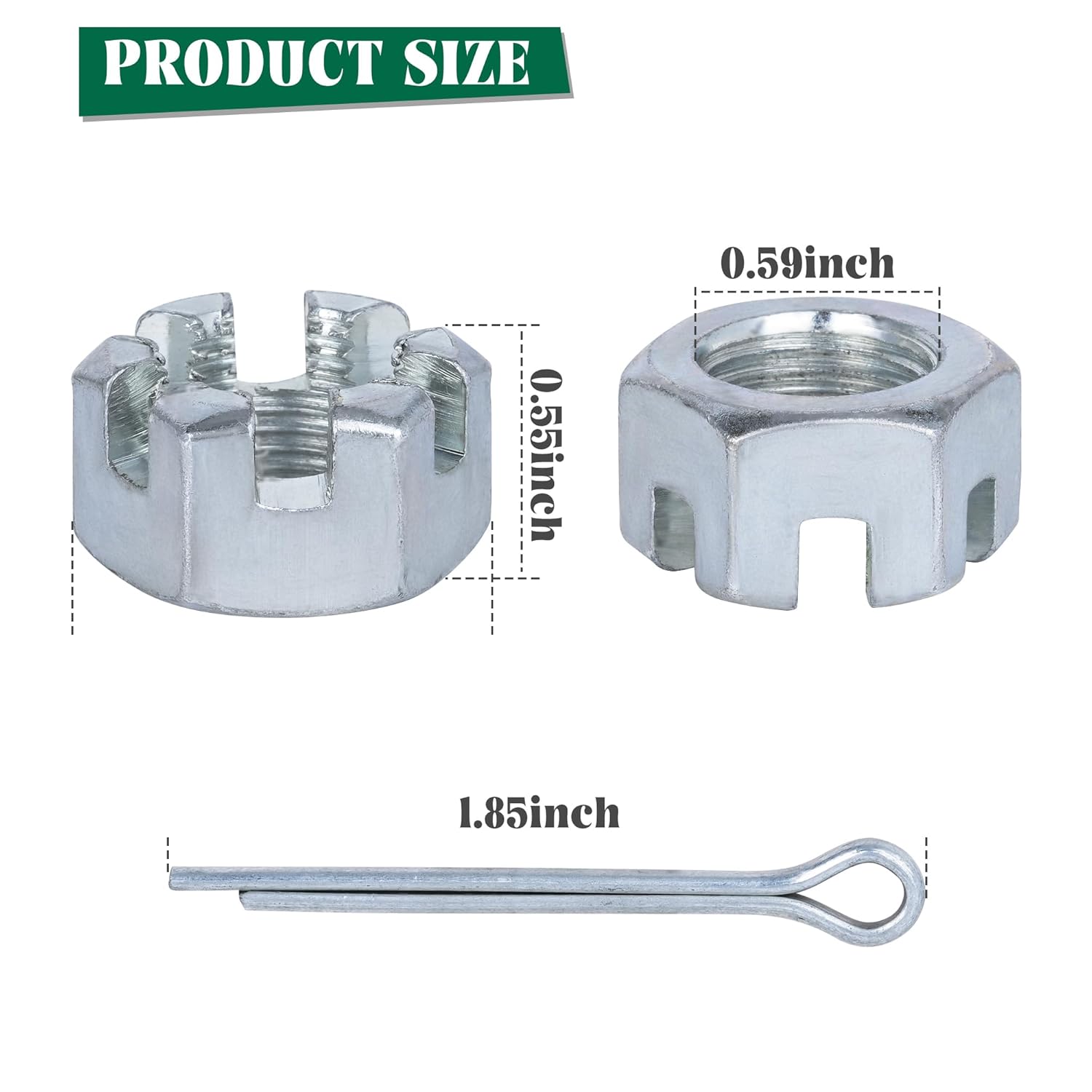 Golf Cart Hexagon Slotted Nut & Pinning for EZGO TXT 1976-Up