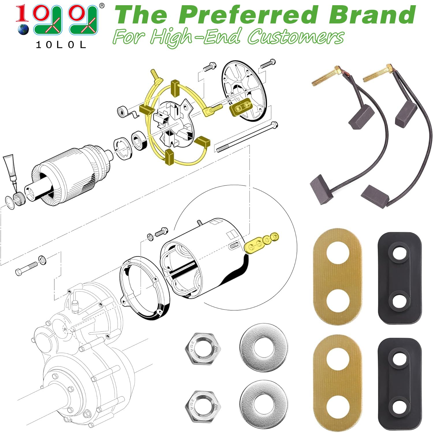 10L0L Golf Cart Motor Brush Kit