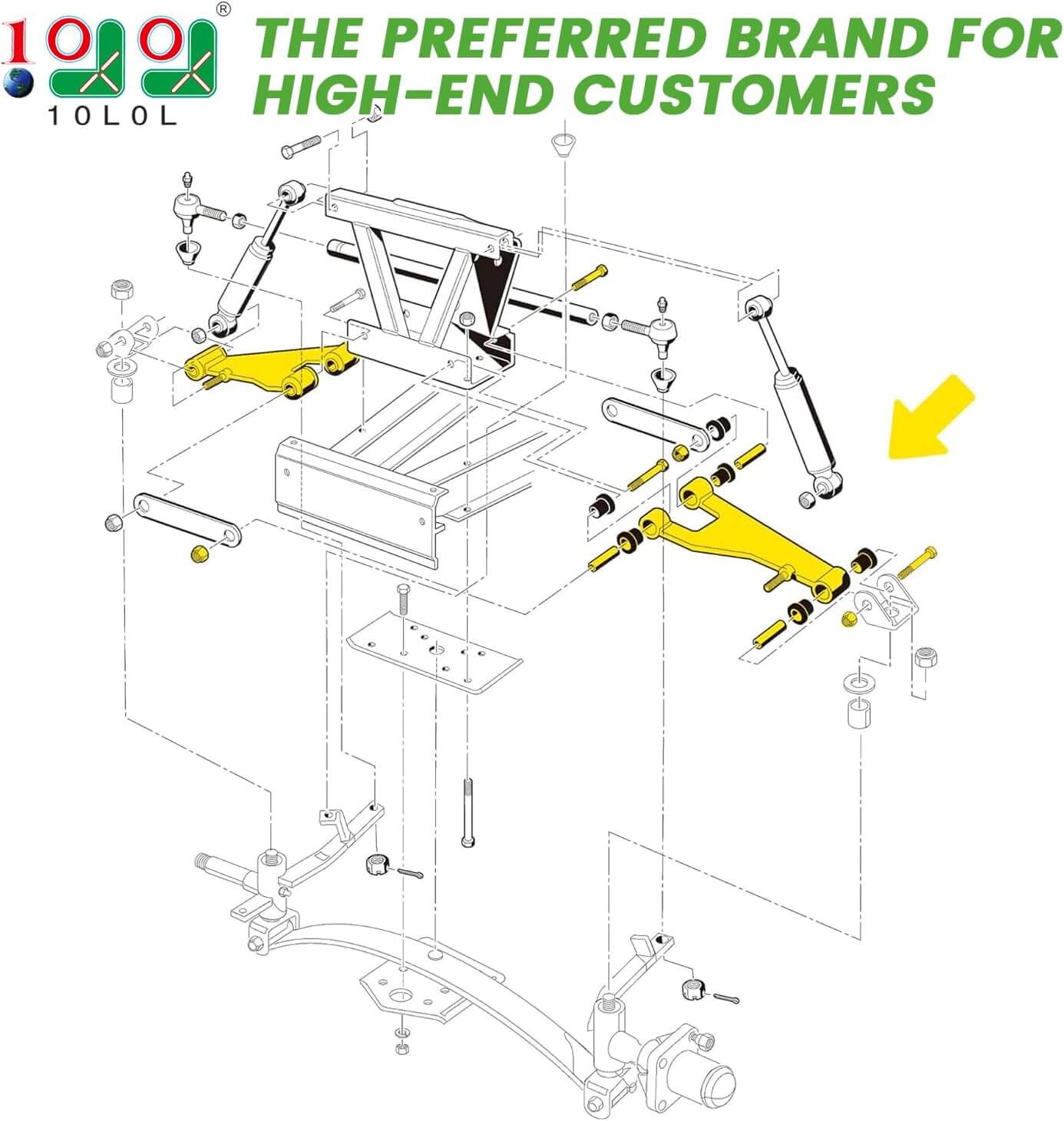 10L0L Golf Cart Delta A-Plate Sub Assembly and Screws Nuts Fits
