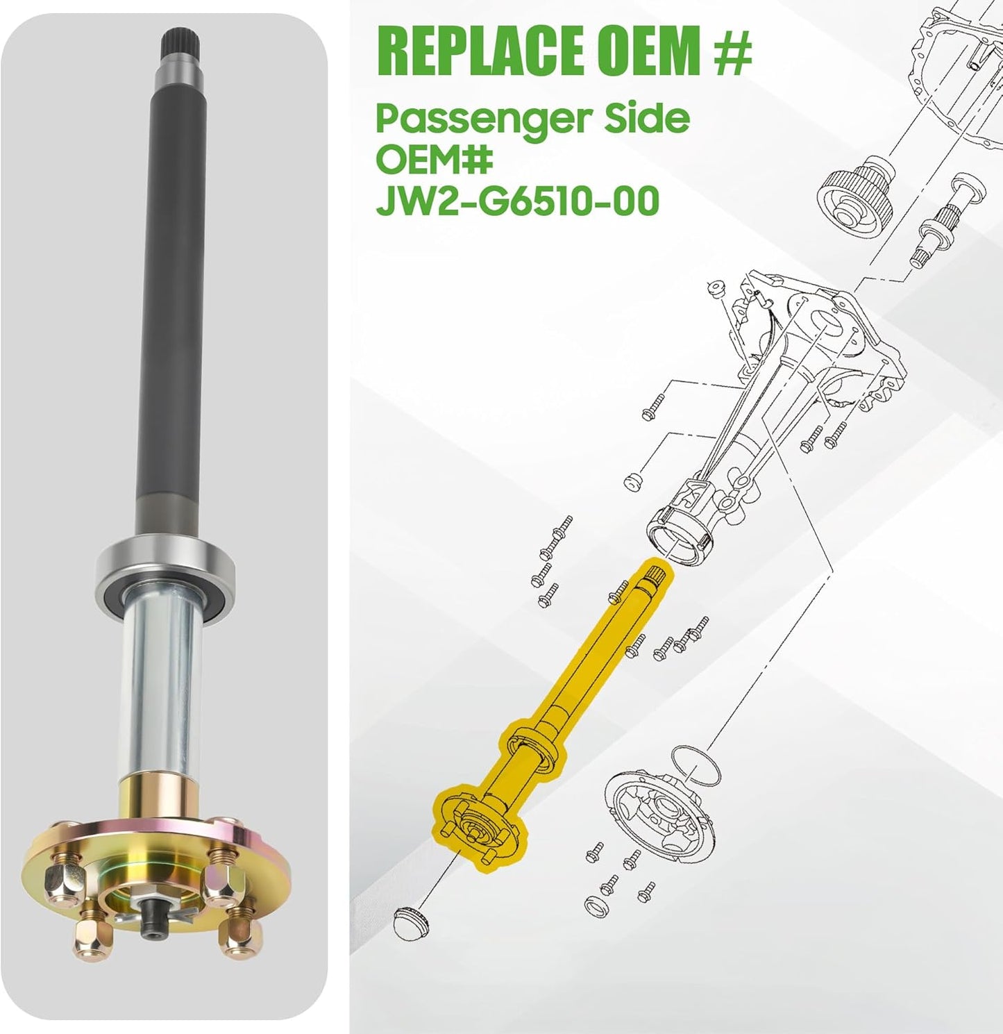 10L0L Golf Cart Rear Axle Shaft Assembly (Long)