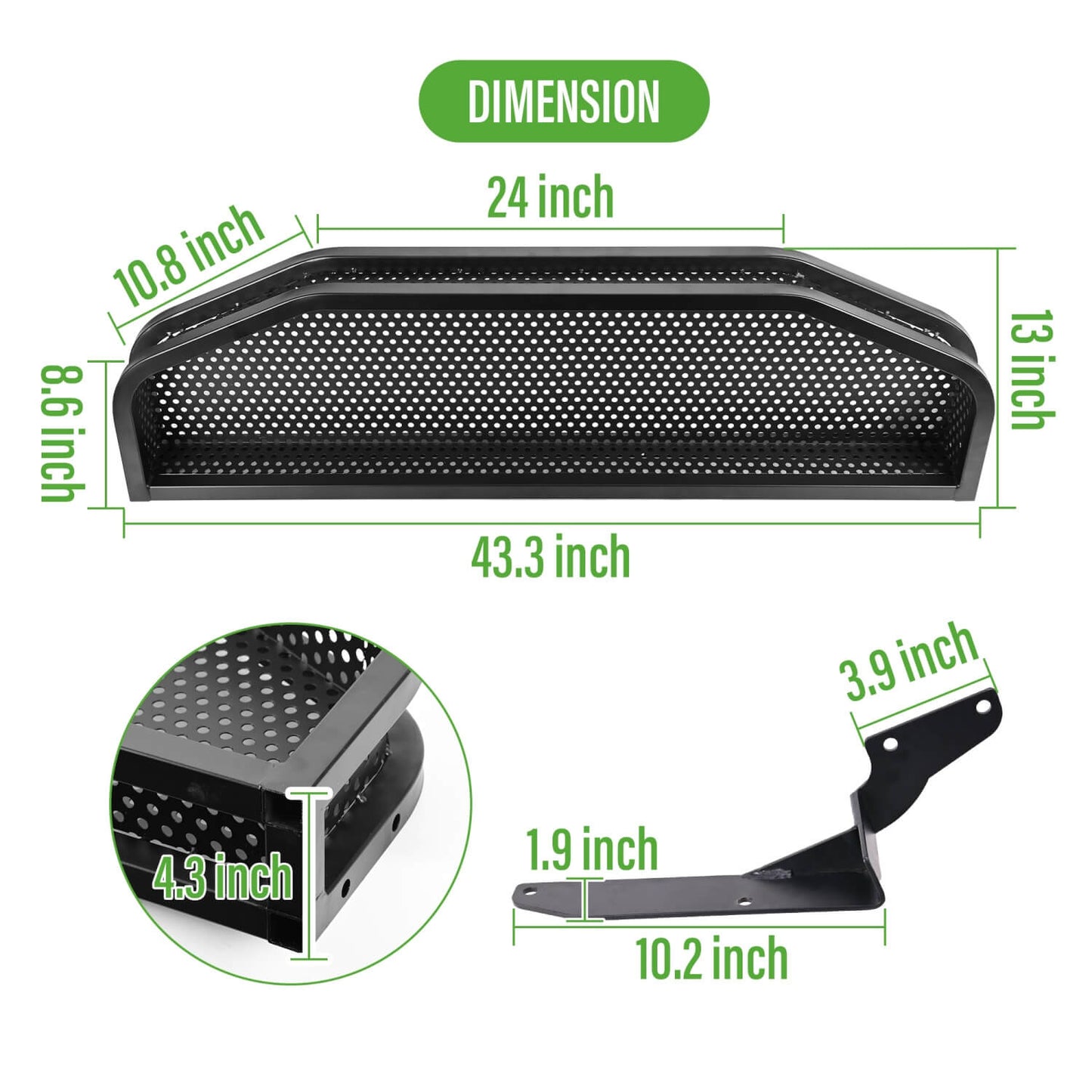 Golf Cart Front Basket Size