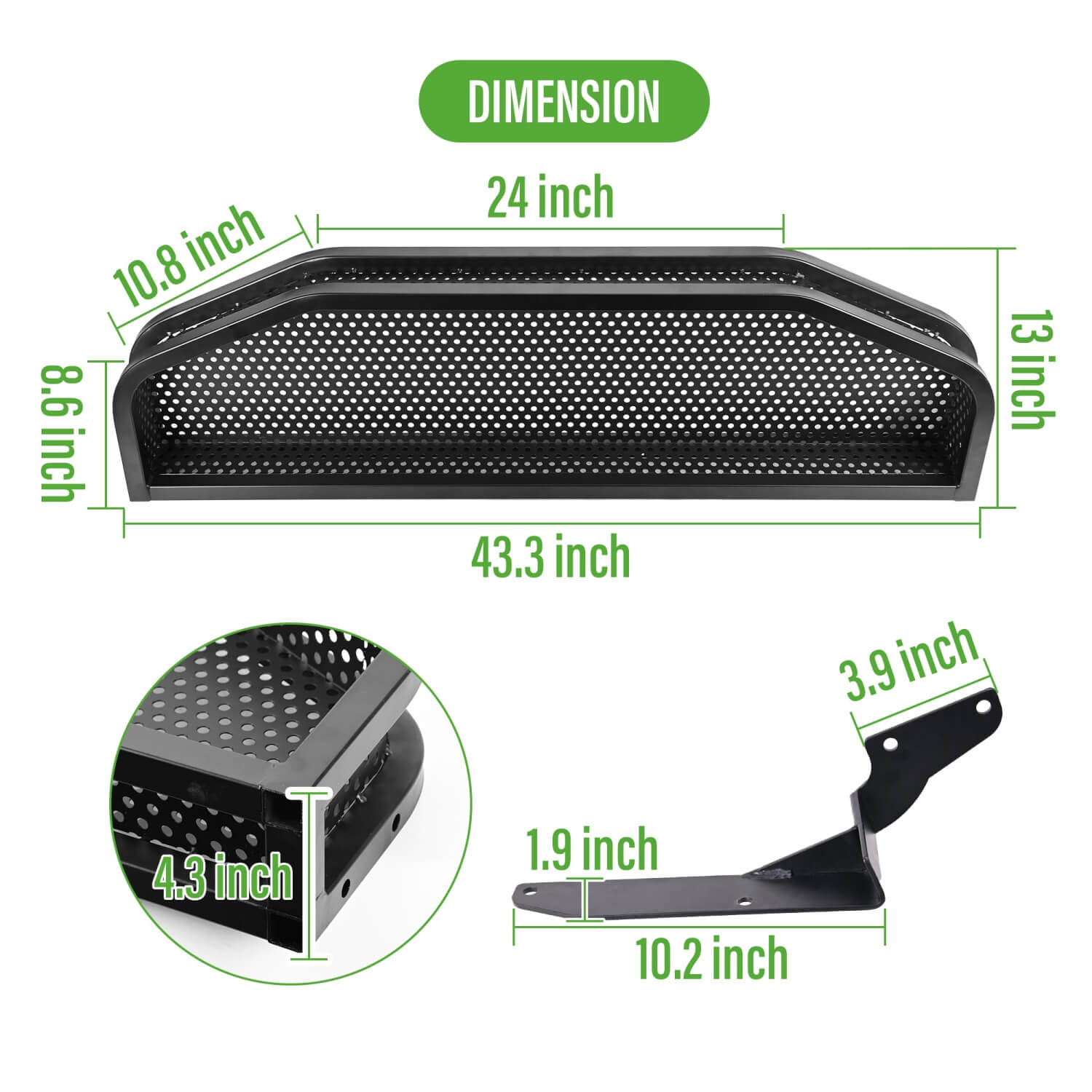Golf Cart Front Basket Size