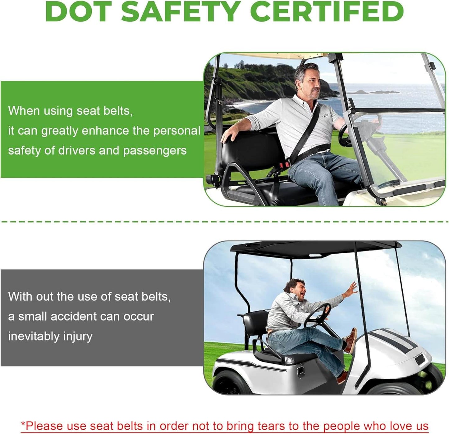 DOT Certified Golf Cart Seat Belt