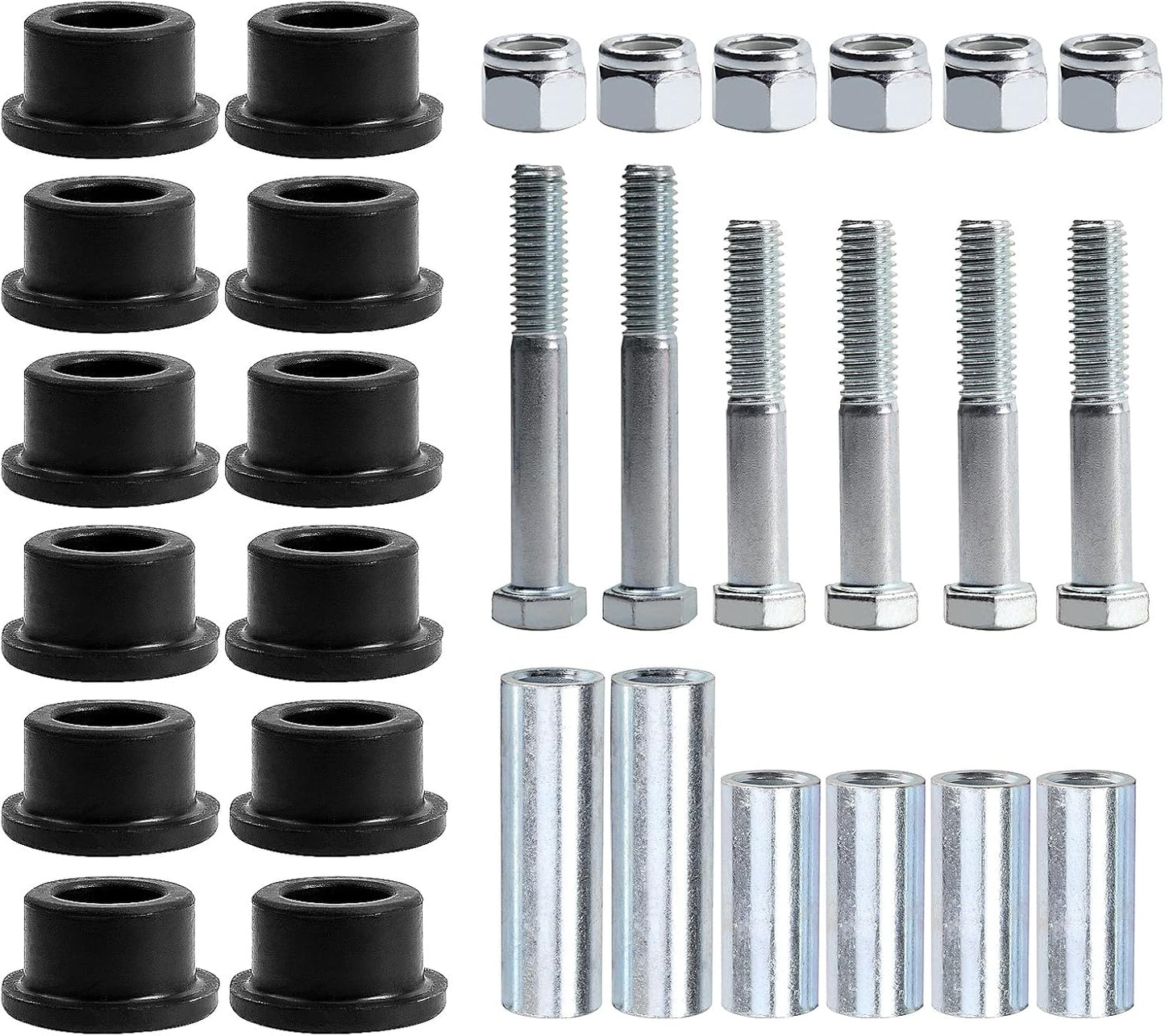 Front Leaf Spring & Upper A-Arm Bushing Sleeve Kit with Bolts for Club Car DS (1992-Up Gas & Electric Golf Carts)