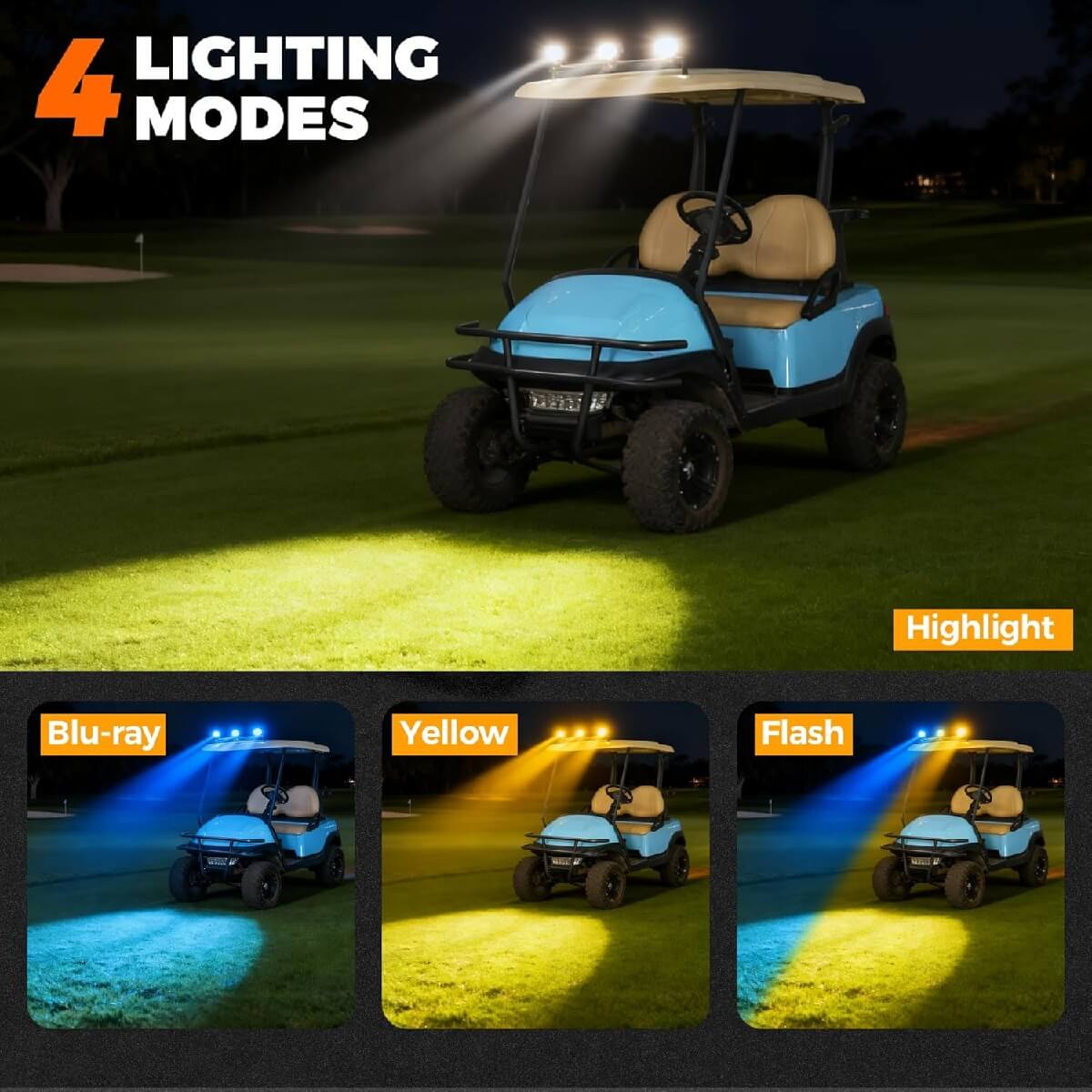 4 Modes Work Light with Amber/Blue/Strobe/High Beam
