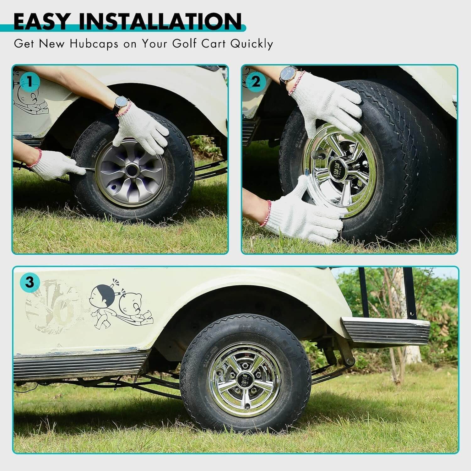 10L0L Golf Cart Wheel Covers Hub Caps
