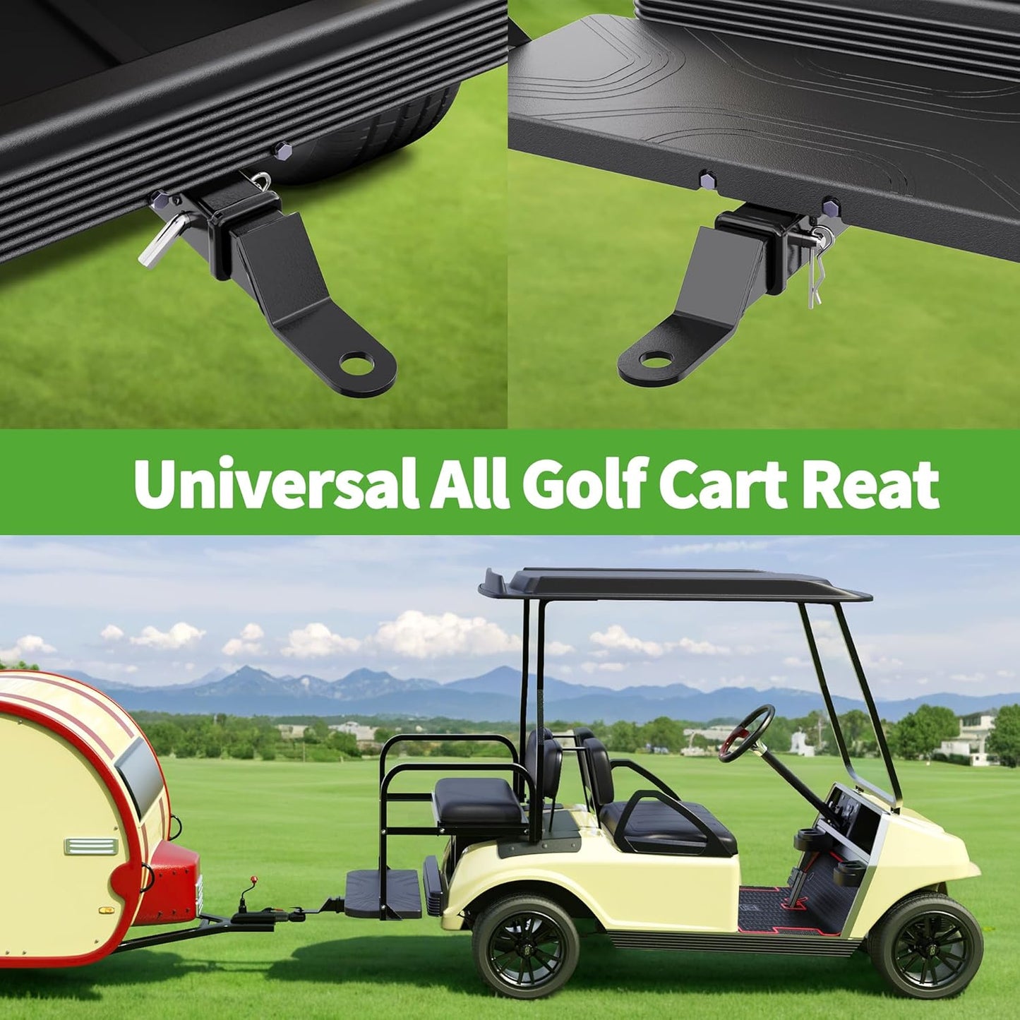 Heavy Duty Golf Cart Trailer Hitch Kit with 2" Receiver for Yamaha, EZGO, Club Car - Easy Installation