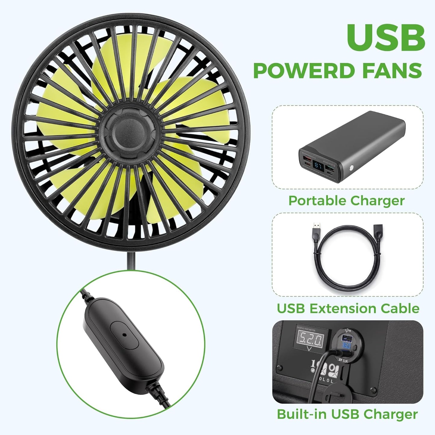 USB Powered Golf Cart Fan