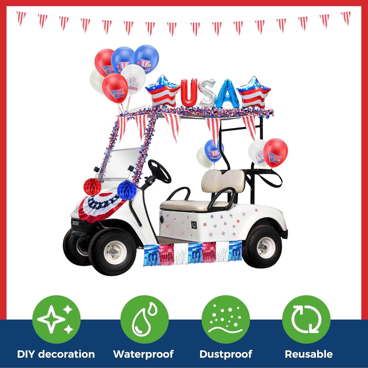 July 4th Independence Day Golf Cart Decoration Set