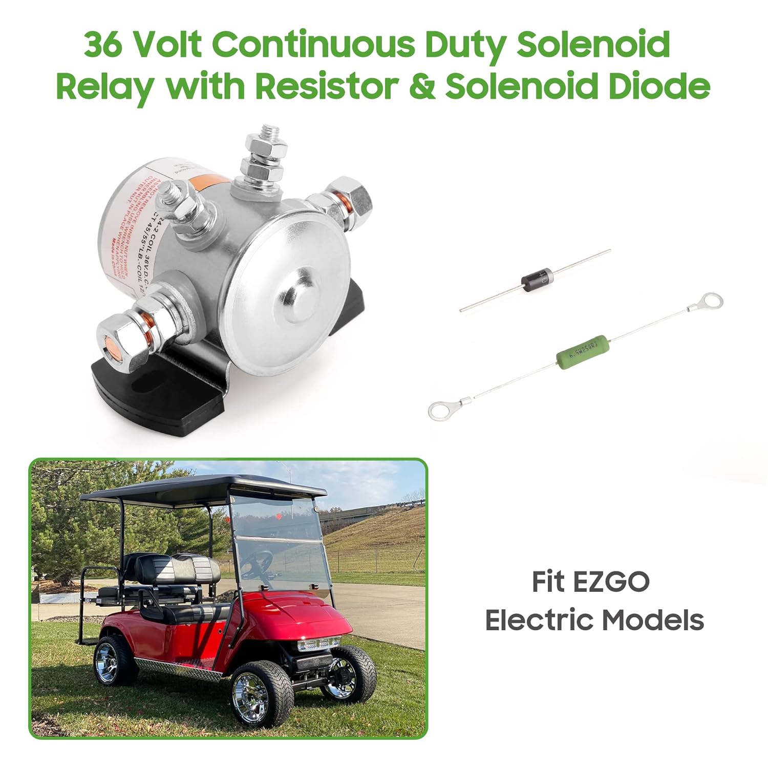 EZGO 36V Solenoid Kit w/ Resistor & Diode