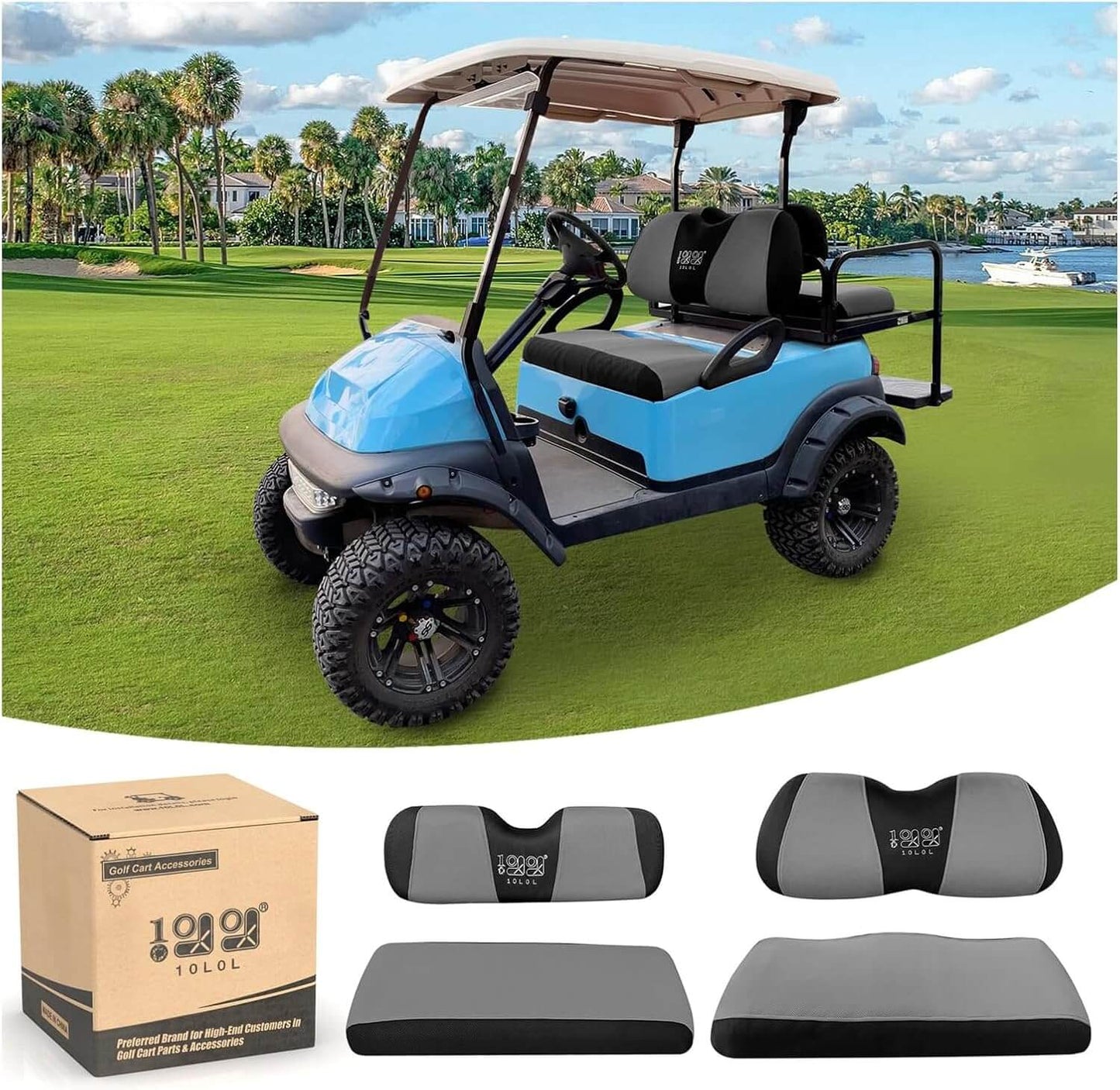 10L0L Golf Cart Front Rear Seat Cover Set