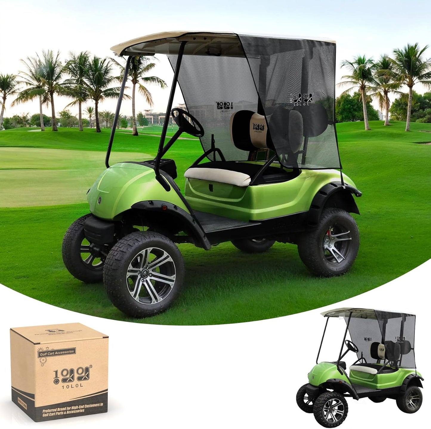 Golf Cart Sun Shade Cover for Yamaha G29 Drive 2 - UV & Heat Resistant 2-Passenger Sunshade