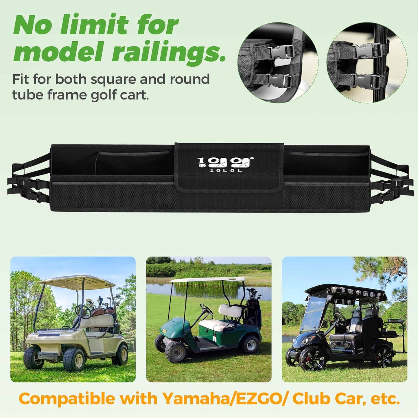 Golf Cart Front Storage Basket – No Drill, Foldable