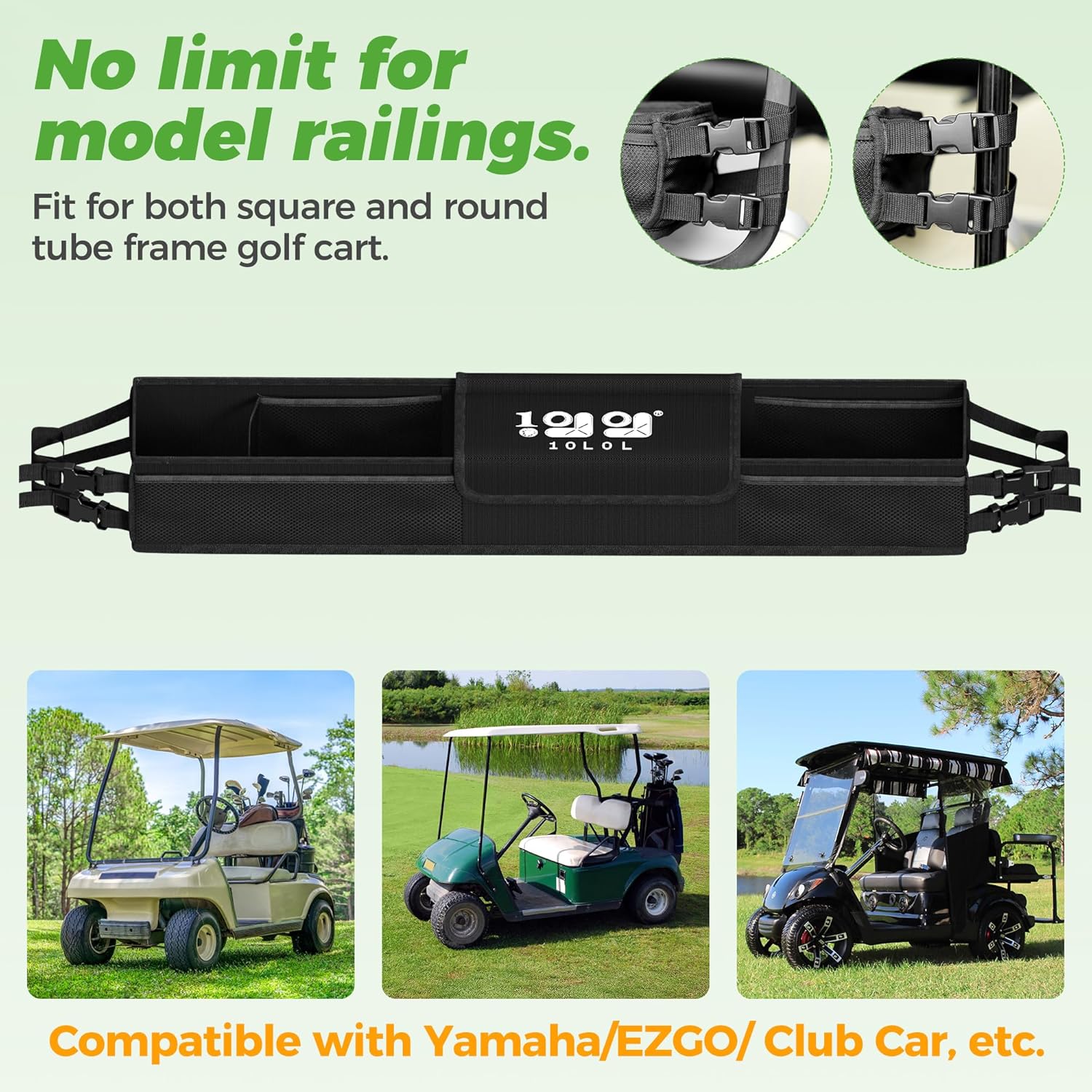 Golf Cart Front Storage Basket – No Drill, Foldable