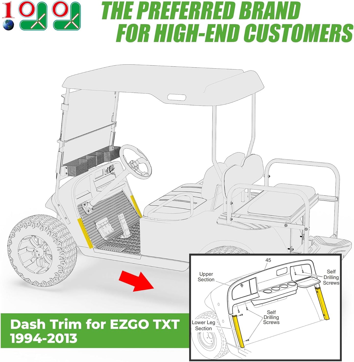 10L0L Golf Cart Front Driver & Passenger Side Guard Set