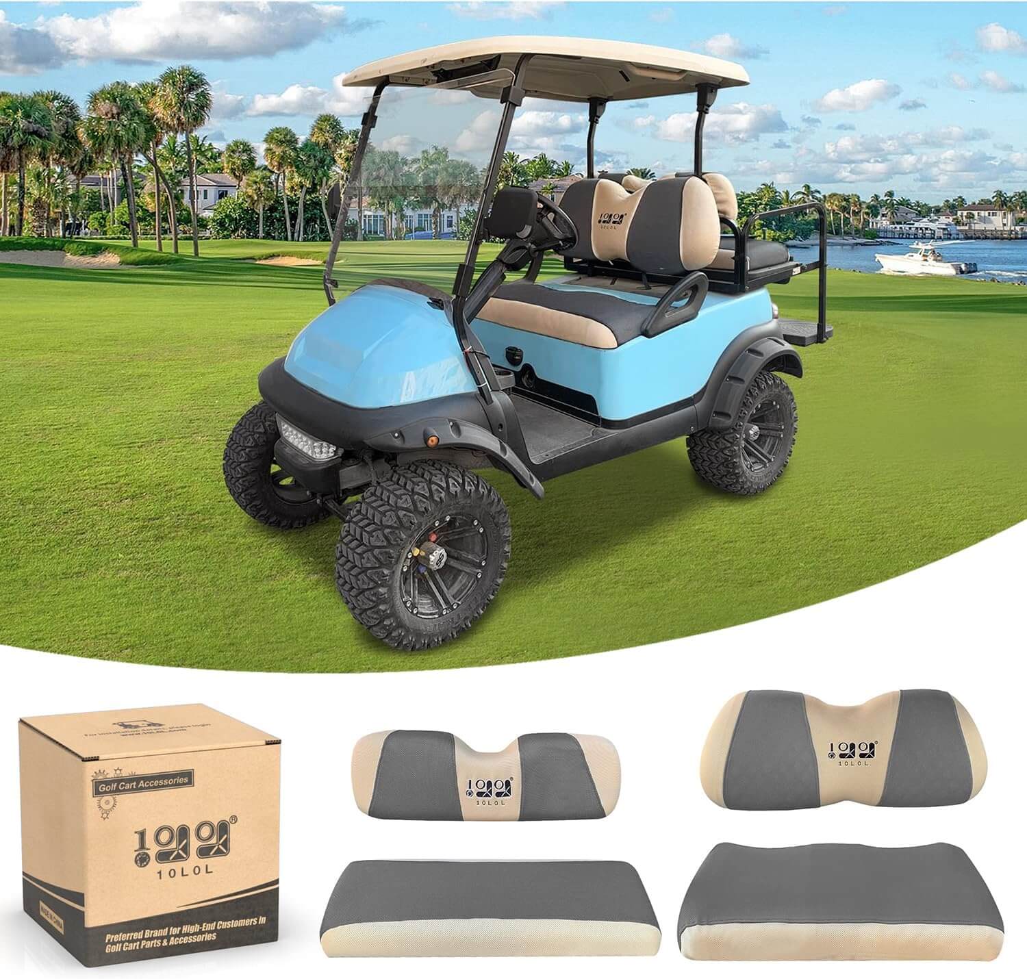 10L0L Golf Cart Front Rear Seat Cover Set