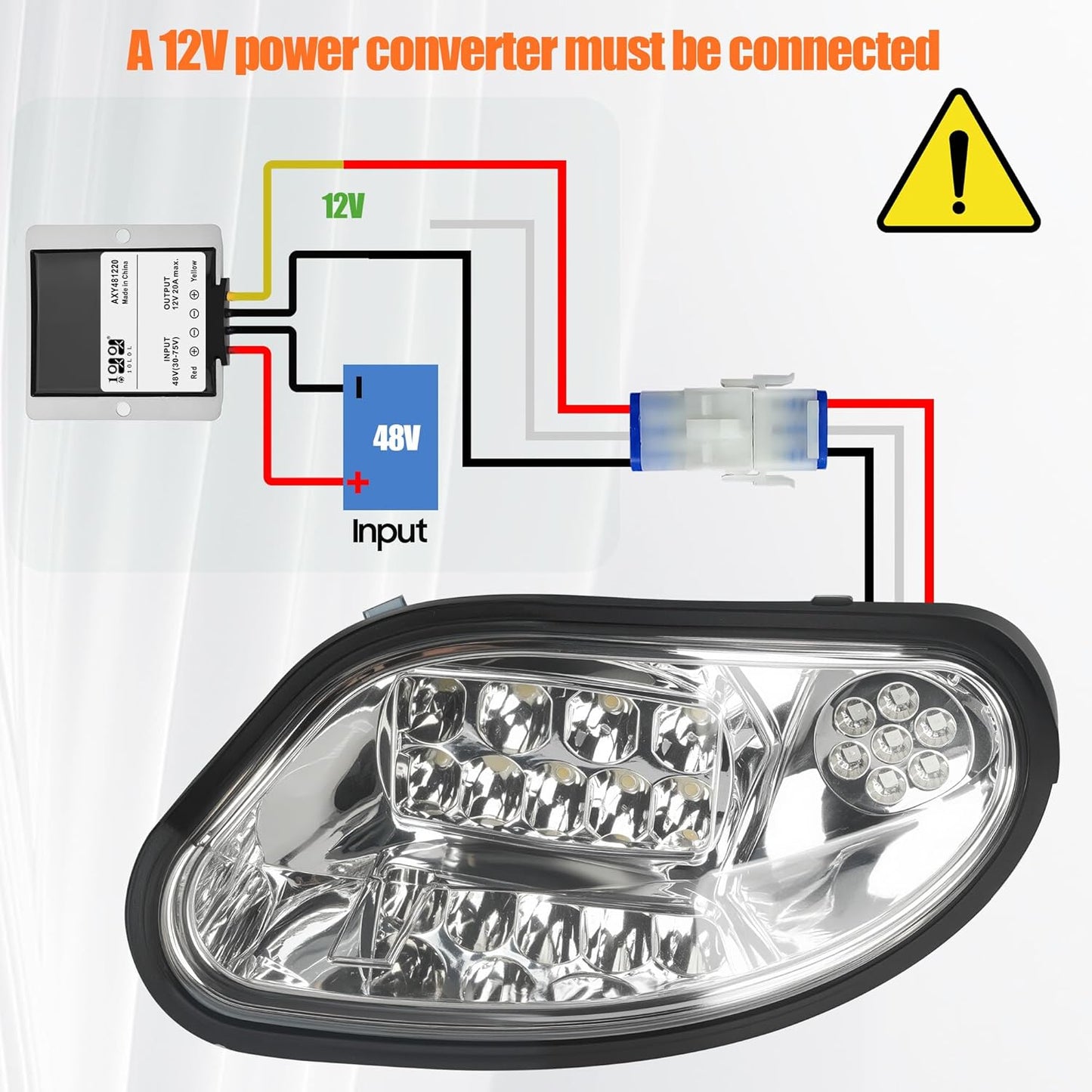 A 12V power converter must be connectet