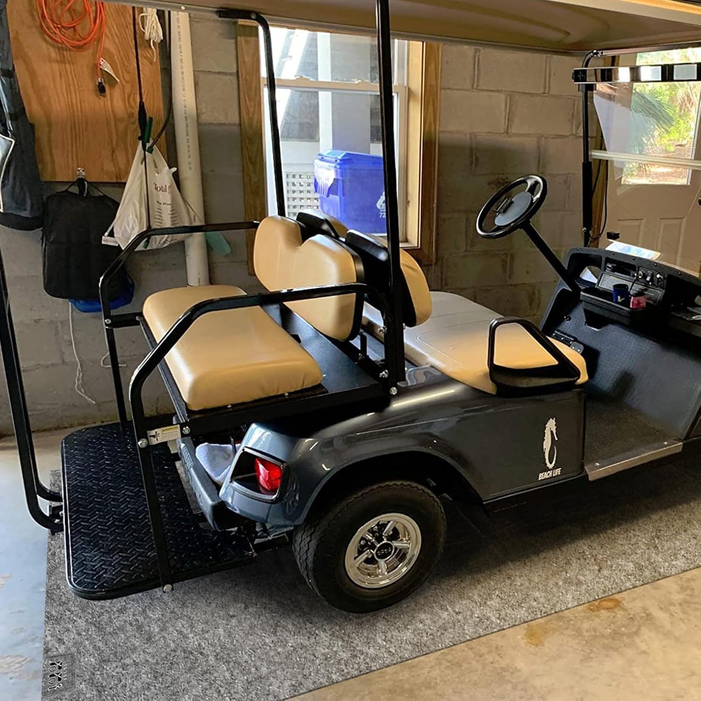 10L0L Golf Cart Premium Garage Floor Mat-Waterproof Anti-Slip Thickened Mat