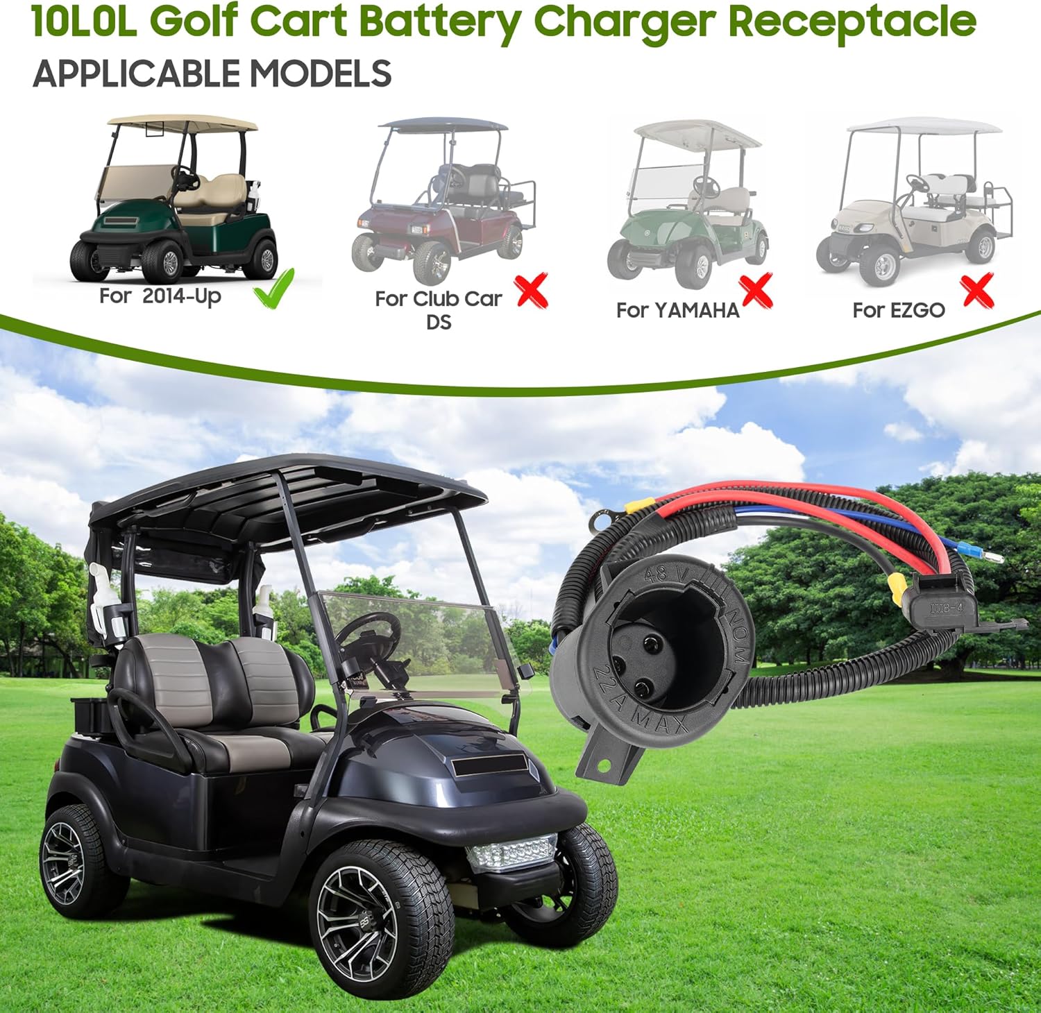 10L0L Golf cart Battery charger Receptacle
