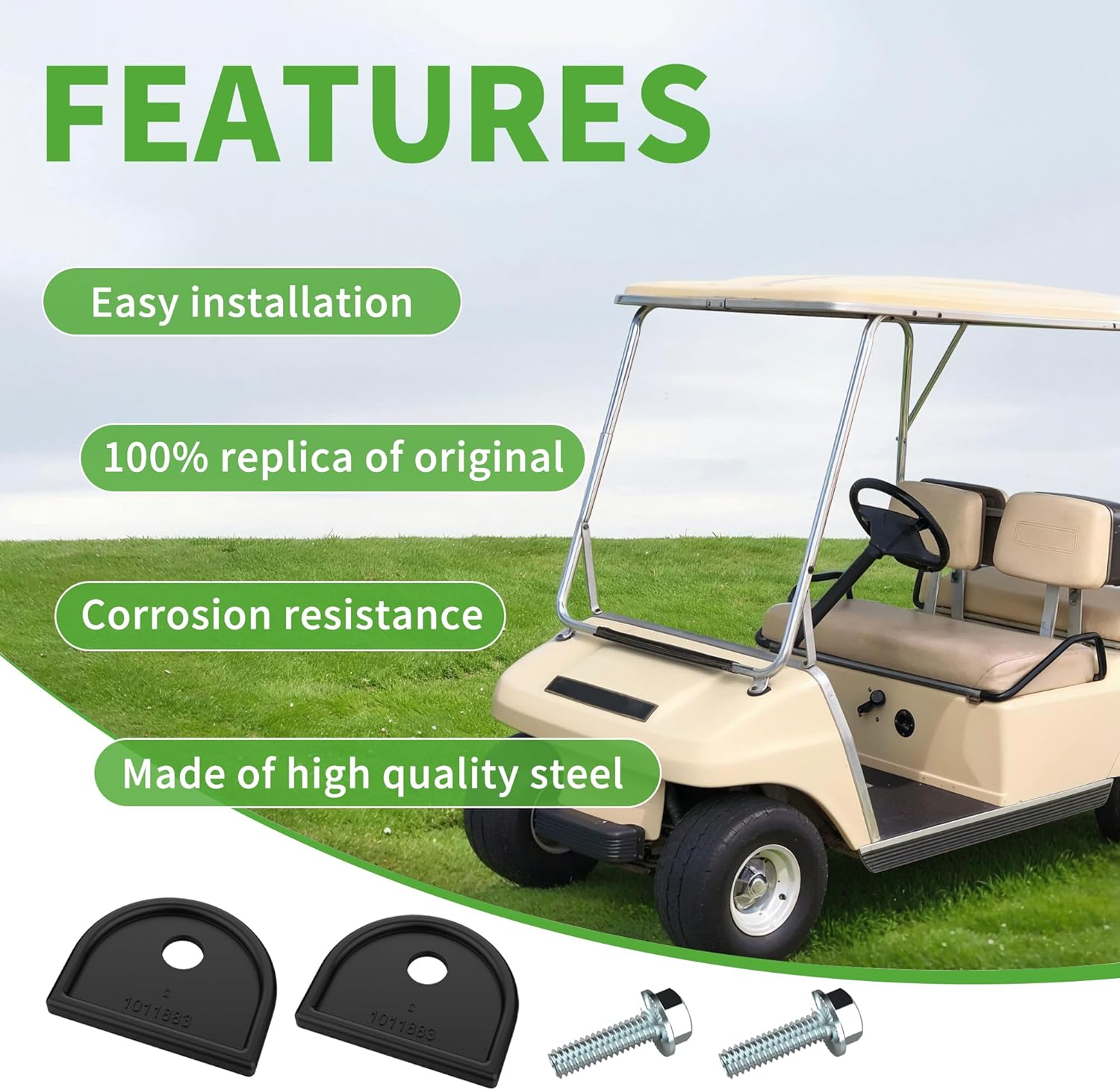 Golf Cart Front Top Strut Mount Pads with Stainless Steel Screws Kit for Club Car DS 1982-2000 Up