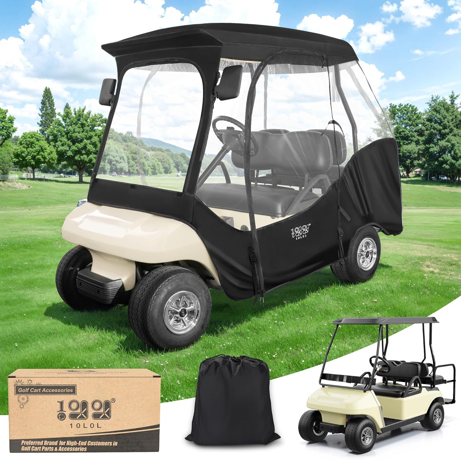 Club Car DS Golf Cart Enclosure Black