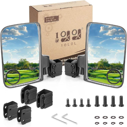10L0L Universal Golf Cart Side Mirrors with Blind Spot Mirror