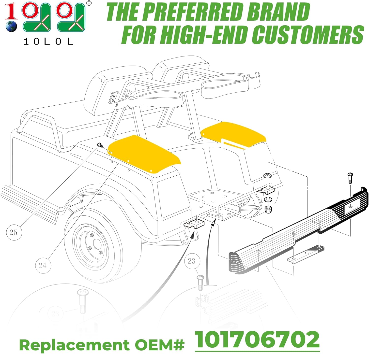 10L0L Golf Cart Rear Driver & Passenger Side Guard Set