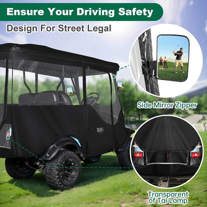 Golf Cart Cover Waterproof Windproof Snowproof Driving Enclosure