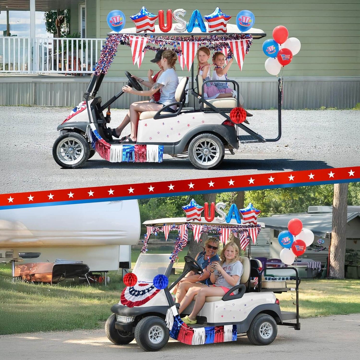 4th of July Golf Cart Decoration Kit – All-in-One Patriotic Parade Decor