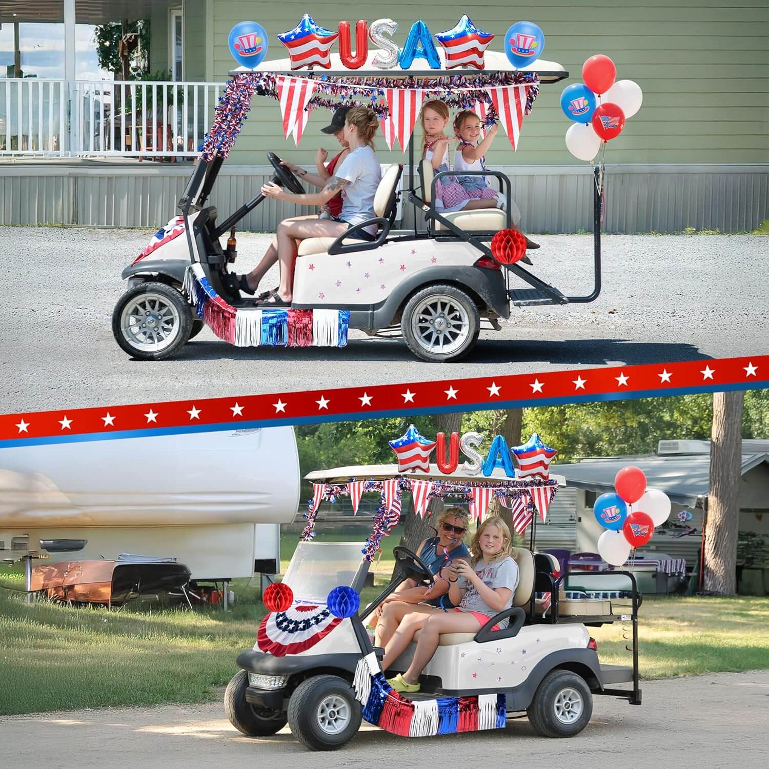 4th of July Golf Cart Decoration Kit – All-in-One Patriotic Parade Decor
