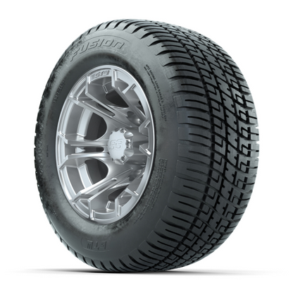GTW Spyder 10” Silver Brush Golf Cart Wheels & 205/50-10 Tires Combo (Set of 4)