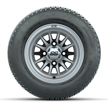 GTW Medusa 10in Black & Machined Wheels with 18in Fusion DOT Street Tires – Golf Cart Upgrade