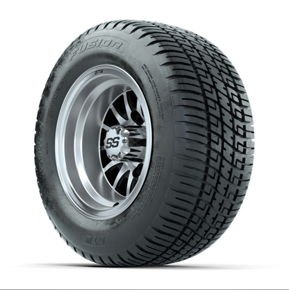 GTW Medusa 10in Black & Machined Wheels with 18in Fusion DOT Street Tires – Golf Cart Upgrade
