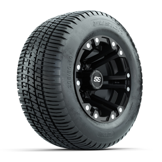 GTW Specter Matte Black 10 in Wheels with 205/50-10 Fusion Street Tires – Set of 4