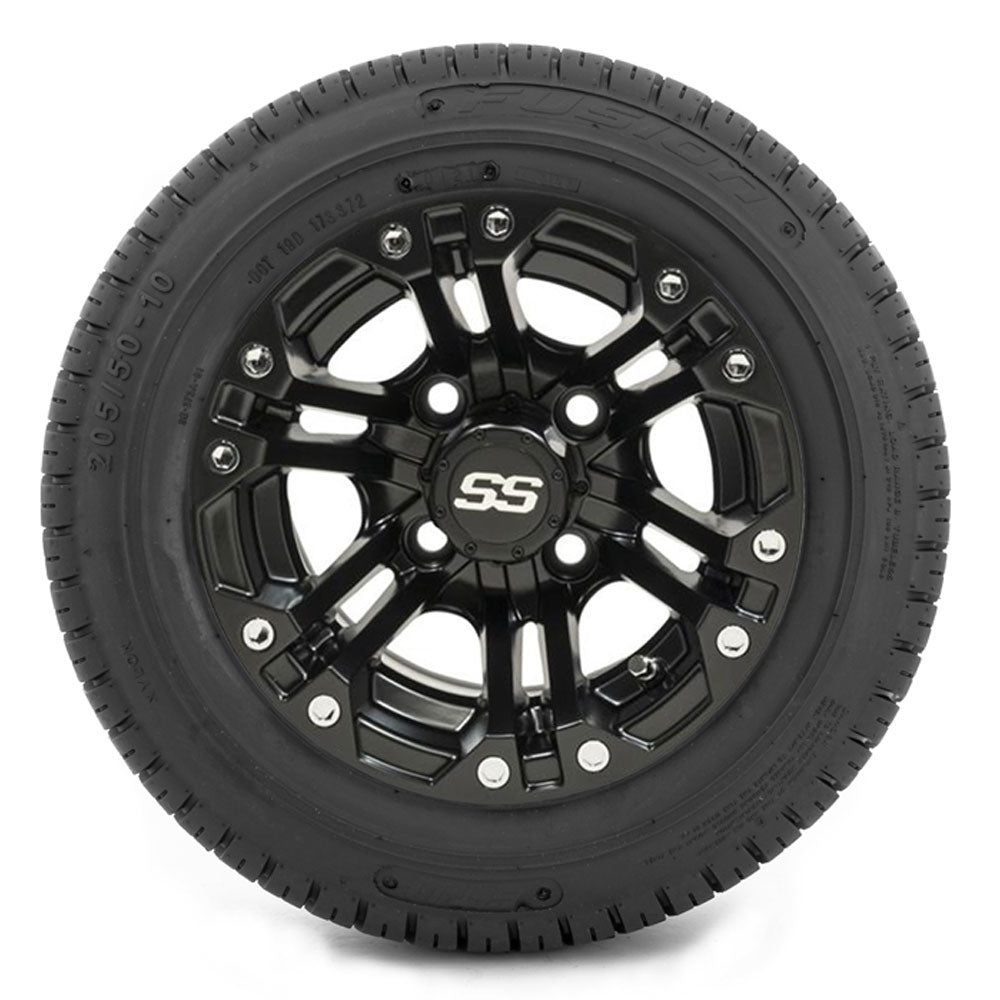 GTW Specter Matte Black 10 in Wheels with 205/50-10 Fusion Street Tires – Set of 4