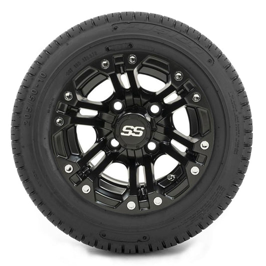 GTW Specter Matte Black 10 in Wheels with 205/50-10 Fusion Street Tires – Set of 4
