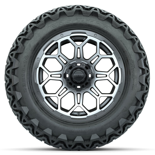 GTW Bravo 14” Golf Cart Wheels & 23” Predator All-Terrain Tires Combo (Matte Gray/Machined)