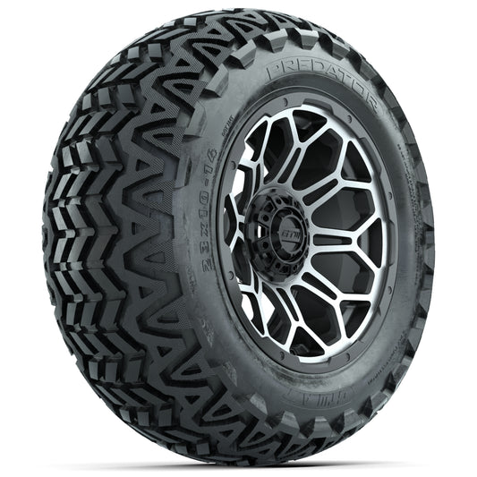 GTW Bravo 14” Golf Cart Wheels & 23” Predator All-Terrain Tires Combo (Matte Gray/Machined)