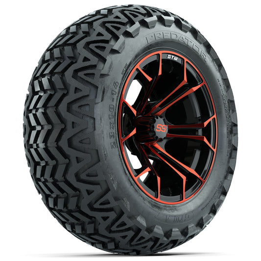 GTW Red/Black Spyder 14 in Wheels with 23x10-14 GTW Predator All-Terrain Tires - Set of 4