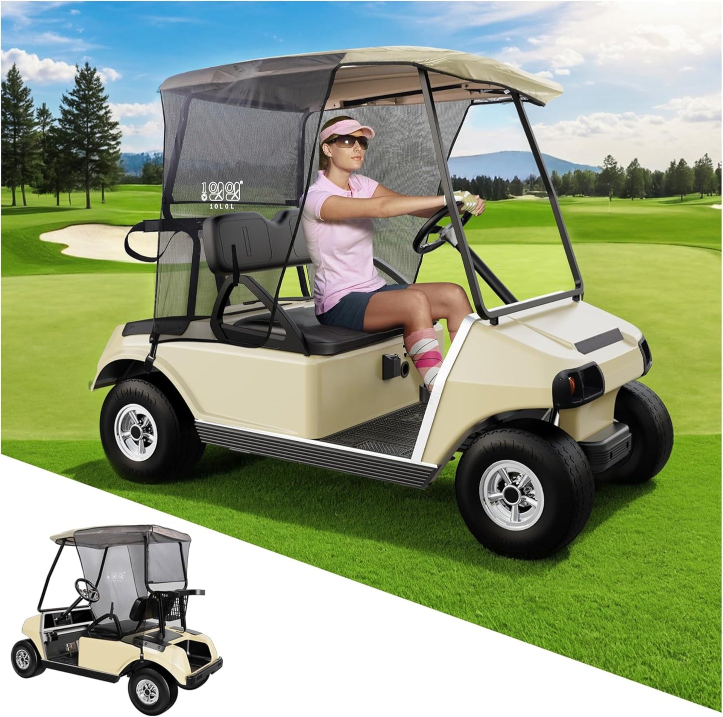 10L0L Golf Cart Sun Shade Cover Beige