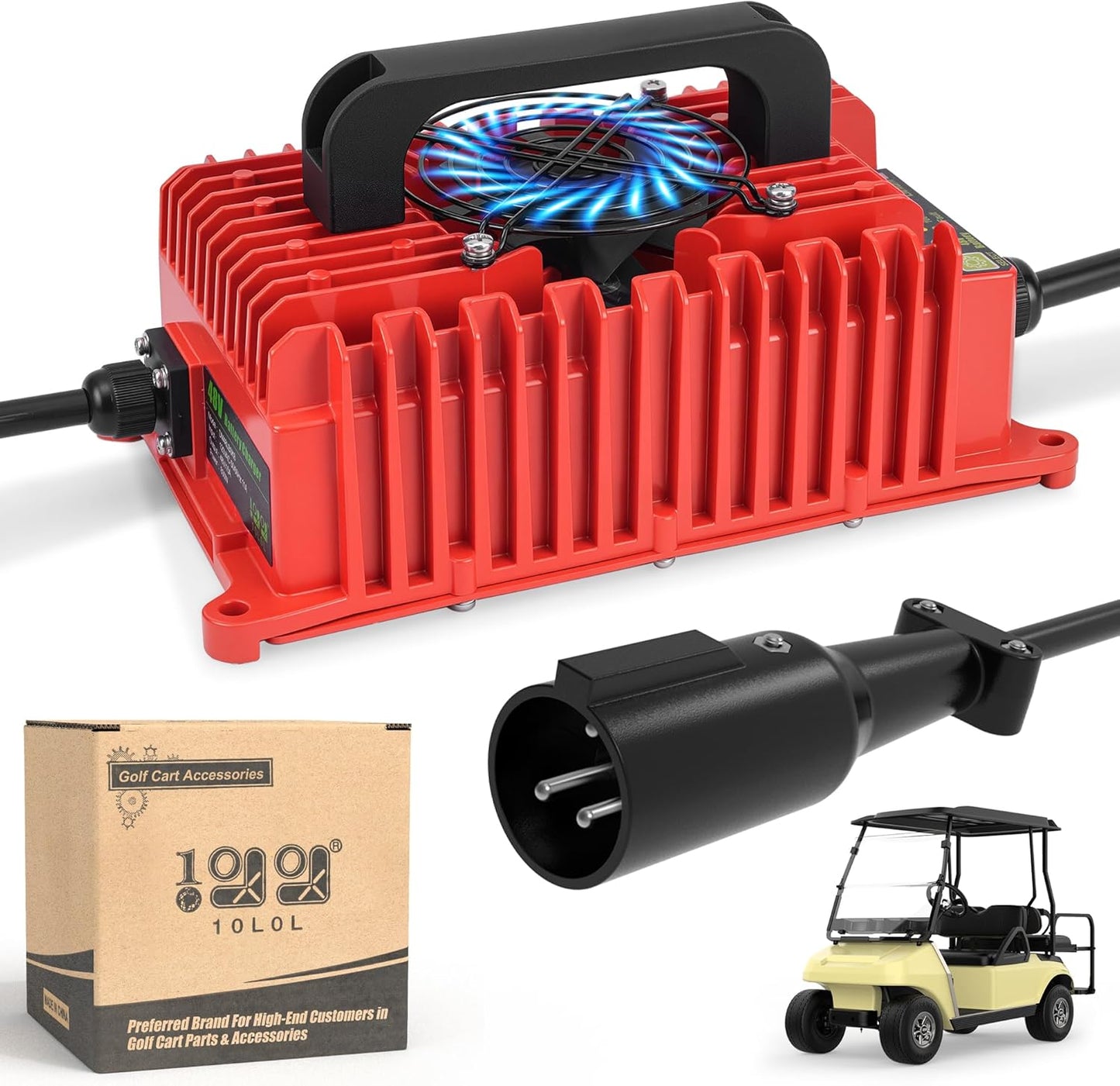 Upgraded 15/18 AMP 36/48 Volt Golf Cart Battery Charger for EZGO Yamaha - 10L0L