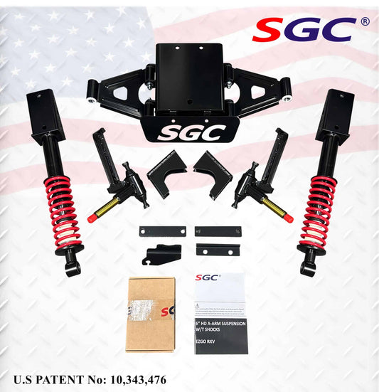SGC Lift Kit – 6″ Heavy Duty Built-In Coil-Over Shock A-Arm for EZGO RXV (2008-up) Electric/Gas