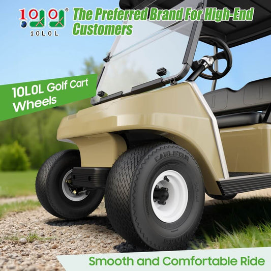 10L0L Steel Golf Cart Wheel Rims (Set of 4) - 8x7 & 10x7 Powder-Coated White