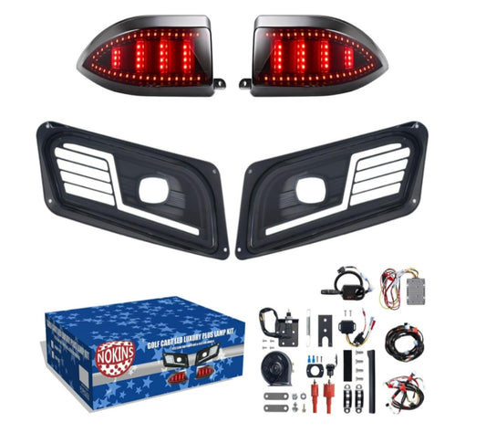 Nokins Deluxe LED Light Kit for Club Car Tempo | High/Low Beam, USB Charger, Turn Signals & Tail Lights