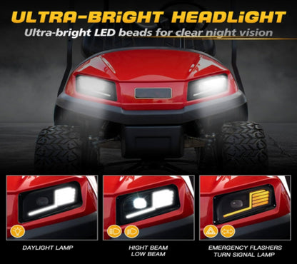 Nokins Deluxe LED Light Kit for Club Car Tempo | High/Low Beam, USB Charger, Turn Signals & Tail Lights