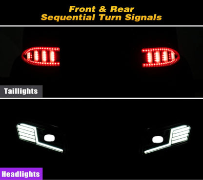 Nokins Deluxe LED Light Kit for Club Car Tempo | High/Low Beam, USB Charger, Turn Signals & Tail Lights