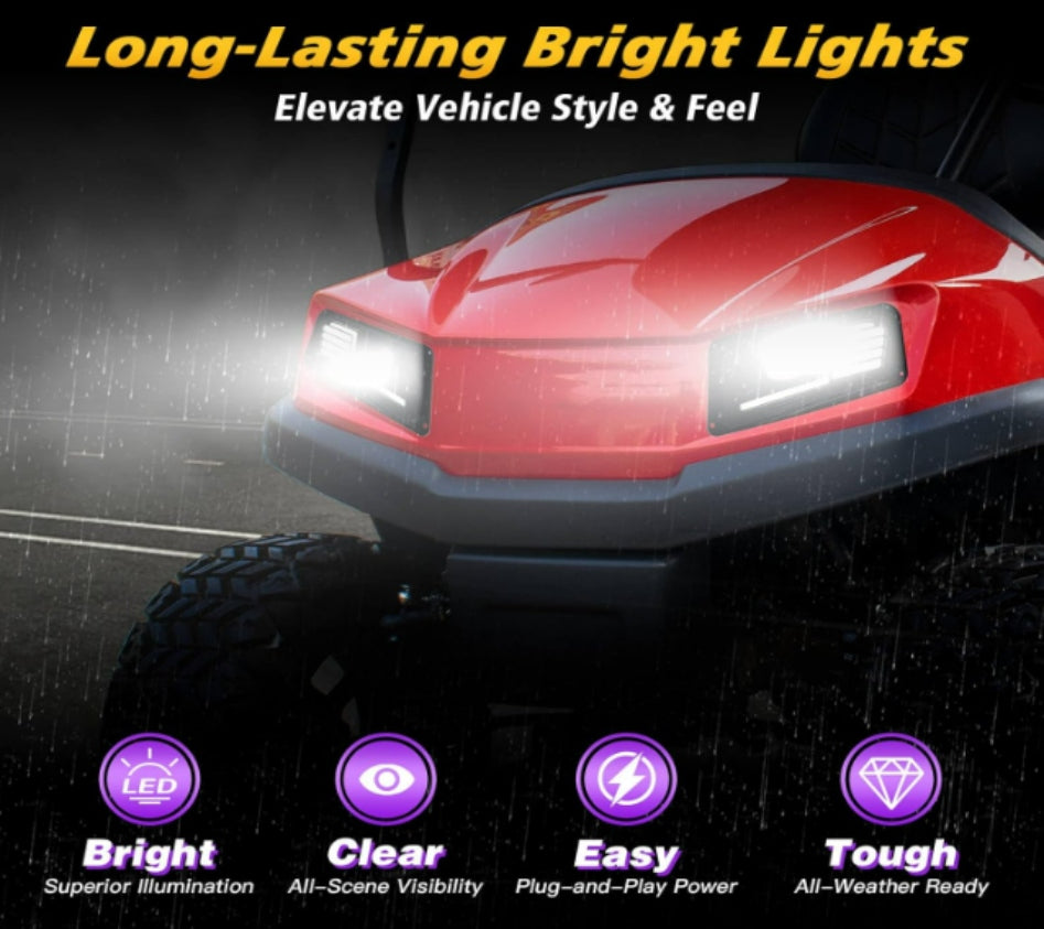 Nokins Deluxe LED Light Kit for Club Car Tempo | High/Low Beam, USB Charger, Turn Signals & Tail Lights