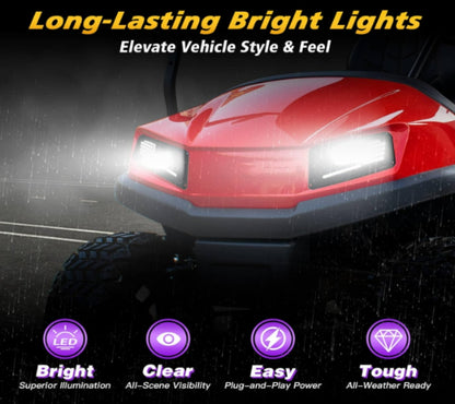 Nokins Deluxe LED Light Kit for Club Car Tempo | High/Low Beam, USB Charger, Turn Signals & Tail Lights