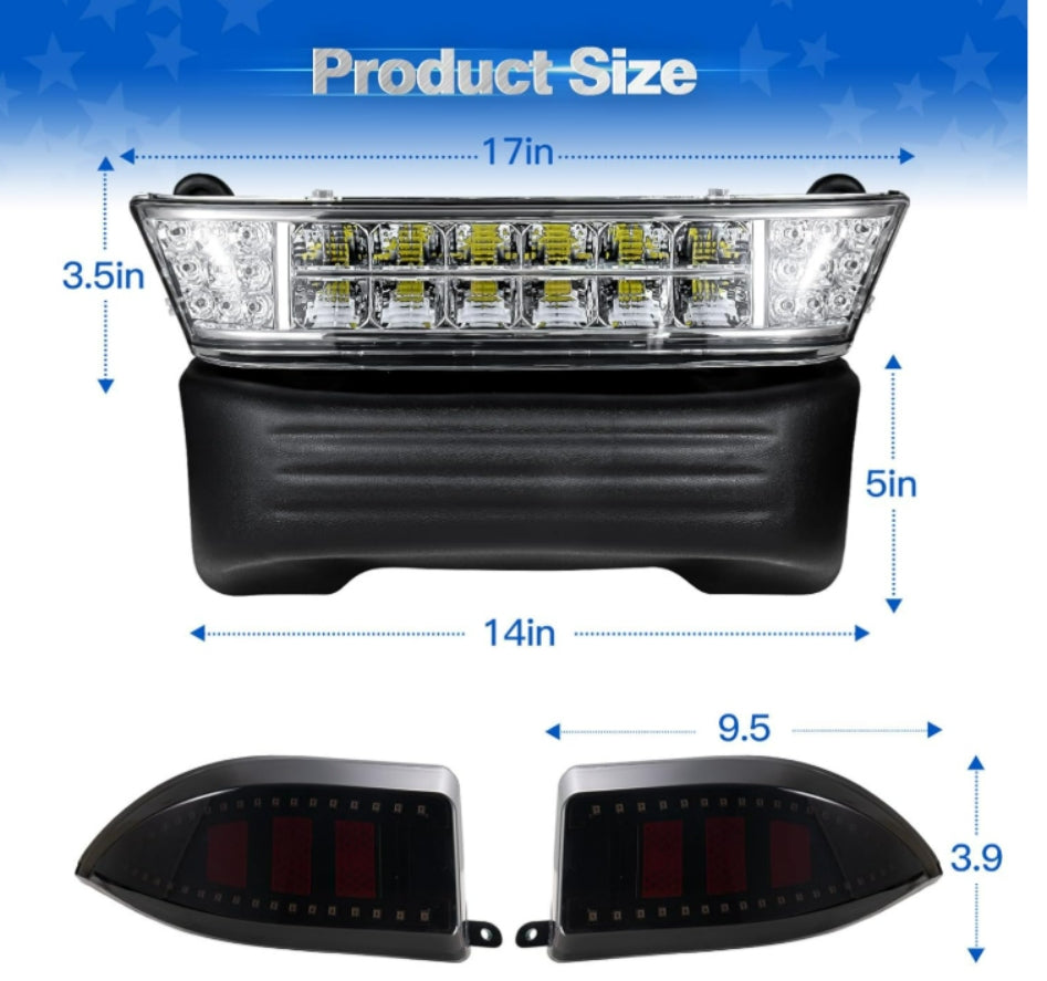 Nokins Club Car Precedent LED Light Kit with Bumper – 12V Headlights & Turn Signals (Fits 2004‑Up Electric & Gas)
